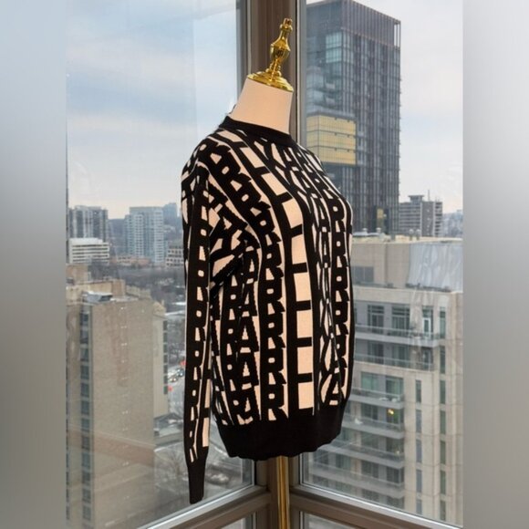 🆕 KARL LAGERFELD 🧿 NWT KARL Logomania Pullover Sweater, Black & White, Sz M - Picture 5 of 12